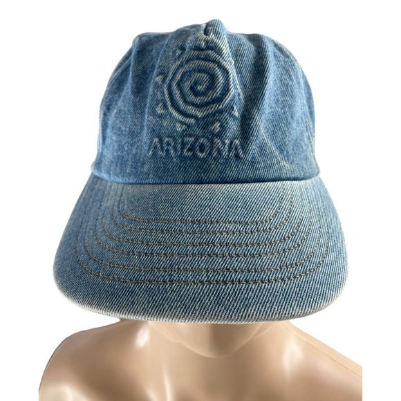 Vtg Arizona Unisex Blue Denim Strapback Baseball Cap Hat Made In USA - Picture 1 of 5